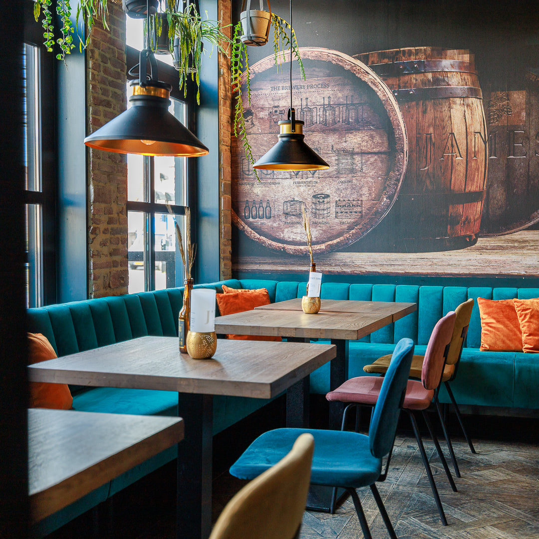 Horecabank LB-03 – L-vormige Maatwerk Horecabank met Verticale Banen